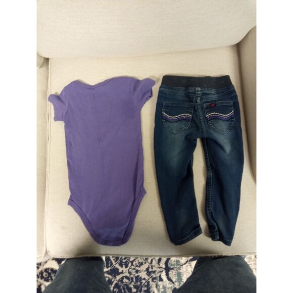 Carters and Lee Outfit for Girl's 2T and 24 months Purple ones and Jeans - Picture 2 of 10